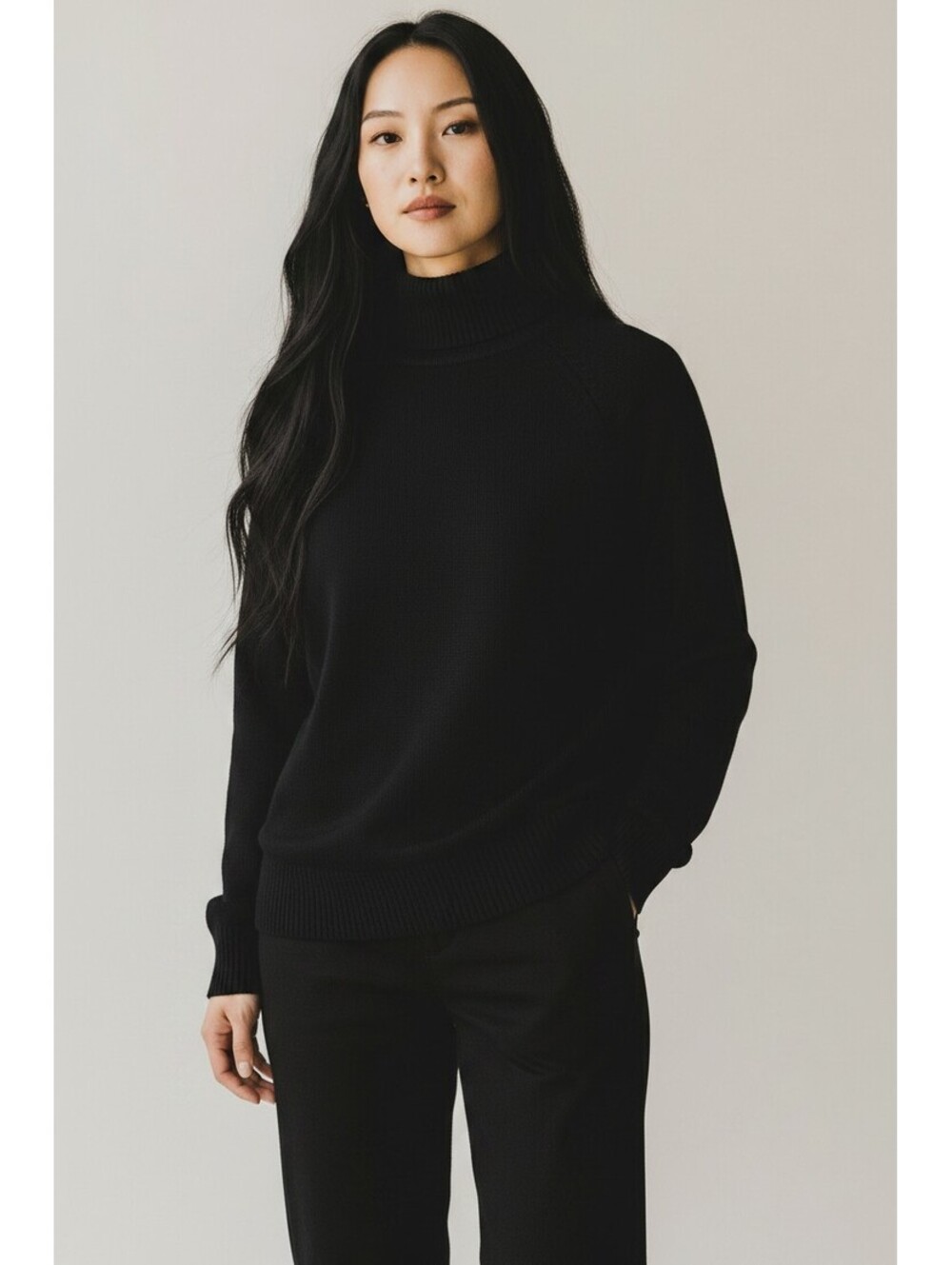 NWT Karen Scott Turtleneck Sweater XL Black Cotton Blend Classic Quiet Luxury